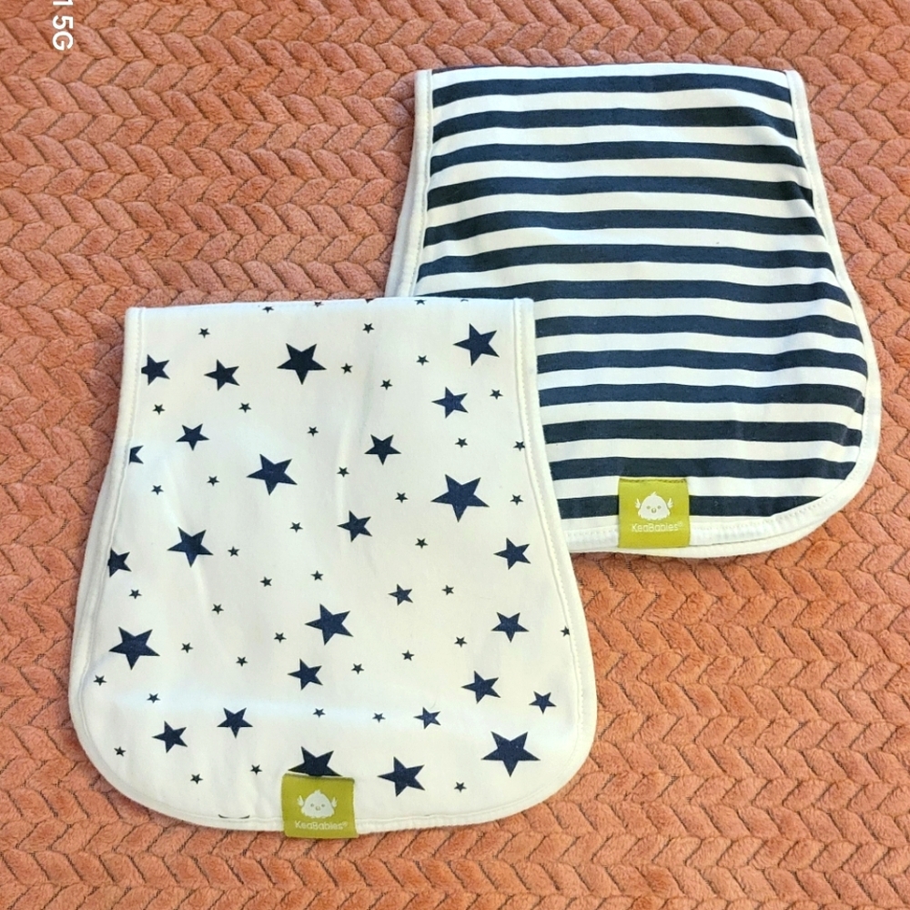 NWOT 2 Kea Babies Stars and Stripes Baby Burp Cloth Set
